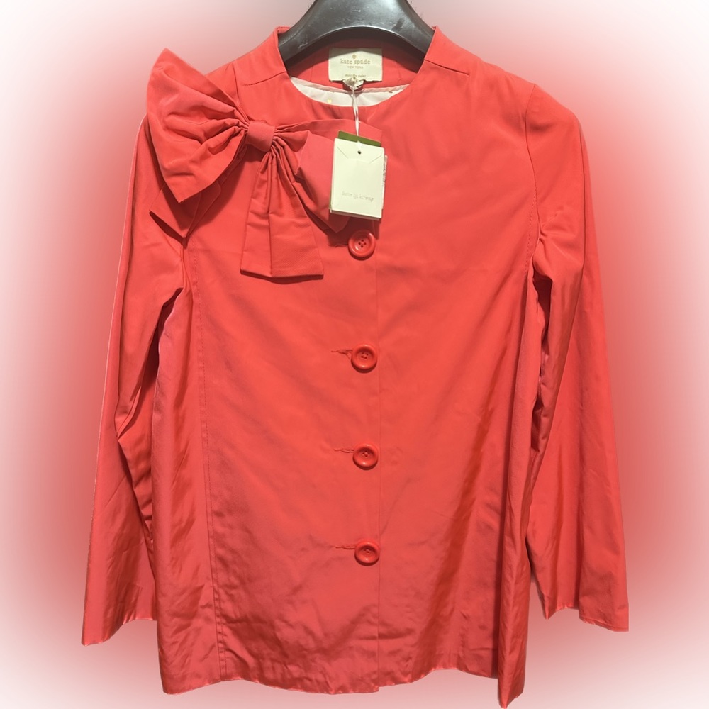 Kate Spade Girls Trench Coat w/ Bow Orange Size 14 NEW